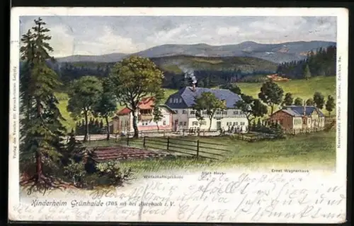 Lithographie Auerbach i. V., Kinderheim Grünheide