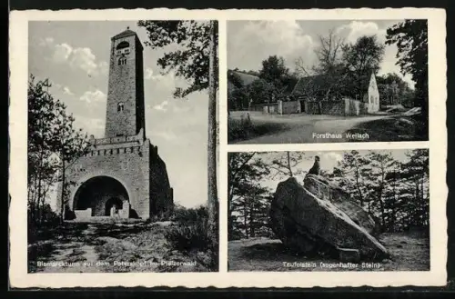 AK Weilach, Bismarckturm, Forsthaus, Teufelstein, Bismarckturm auf dem Peterskopf
