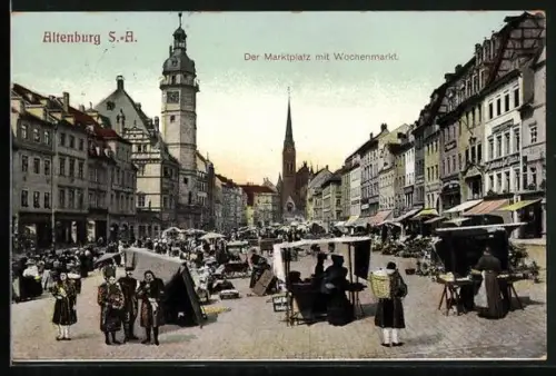 AK Altenburg S.-A., Marktplatz mit Wochenmarkt