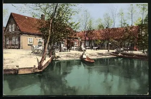 AK Lehde /Spreewald, Gasthaus zum fröhlichen Hecht