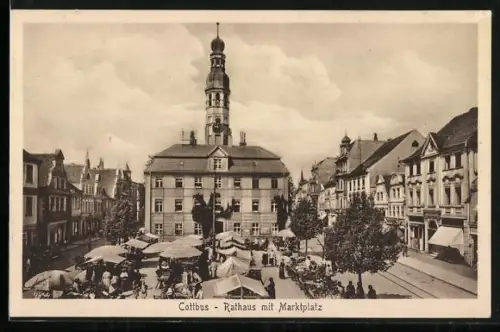 AK Cottbus, Rathaus, Marktplatz