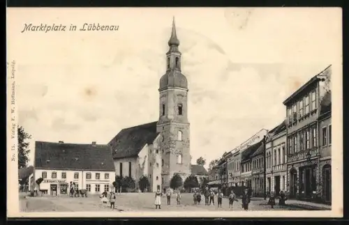 AK Lübbenau, Marktplatz mit Kirche