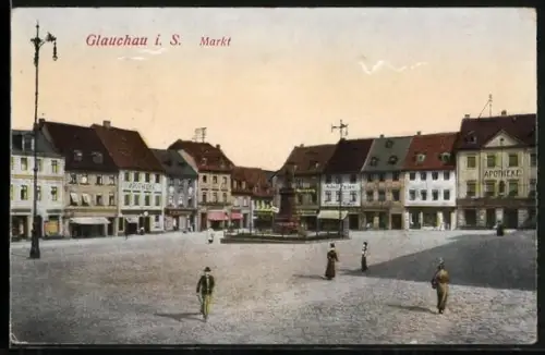 AK Glauchau i. S., Markt mit Apotheke