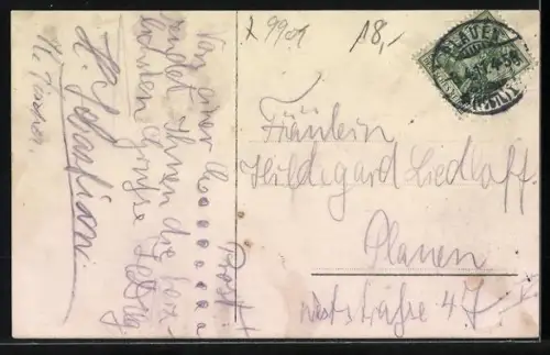 AK Möschwitz bei Plauen, Teich mit Schwänen