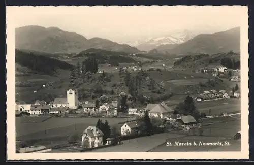 AK St. Marein, Gesamtansicht mit Gebirge im Hintergrund