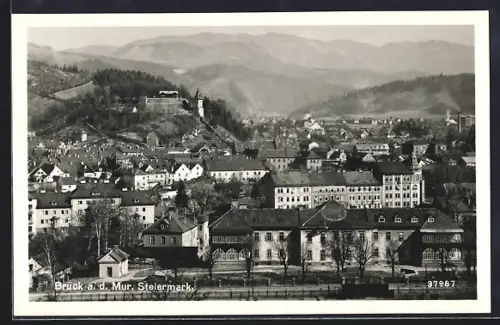 AK Bruck a. d. Mur, Ortsansicht aus der Vogelschau