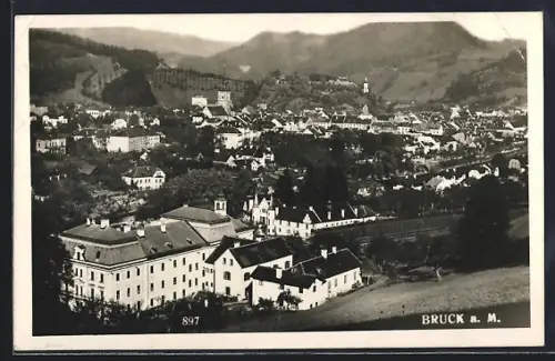 AK Bruck a. d. Mur, Totalansicht aus der Vogelschau
