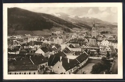 AK Bruck a. d. Mur, Totalansicht mit Bergpanorama aus der Vogelschau