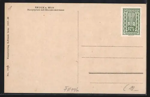 AK Bruck a. d. Mur, Hauptplatz mit Bismarckstrasse