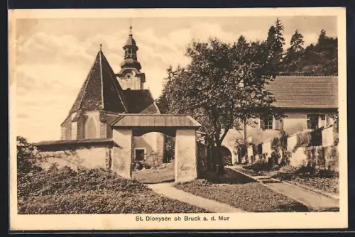 AK St. Dionysen ob Bruck a. d. Mur, Gebäude-Ensemble mit Kirche
