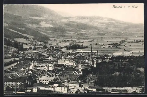 AK Bruck /Mur, Ortsansicht mit Blick in die Ferne
