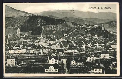 AK Bruck a. d. Mur, Totalansicht mit Blick in die Berge