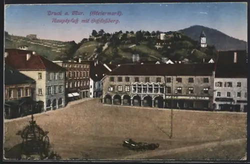 AK Bruck a. d. Mur, Hauptplatz mit Schlossberg