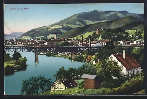 AK Bruck a. Mur, Gesamtansicht aus der Vogelschau