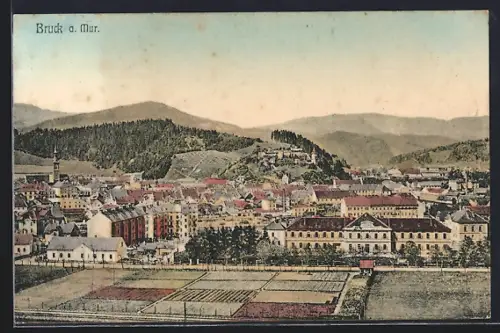 AK Bruck a. Mur, Ortspanorama aus der Vogelschau