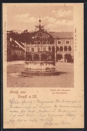 AK Bruck a. M., Gothischer Brunnen am Hauptplatz