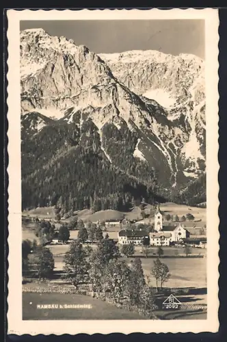 AK Ramsau bei Schladminz, Ortsansicht mit Dachstein