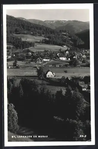 AK St. Lorenzen ob Murau, Ortsansicht mit alpiner Landschaft