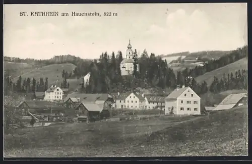 AK St. Kathrein am Hauenstein, Teilansicht mit Blick zur Kirche