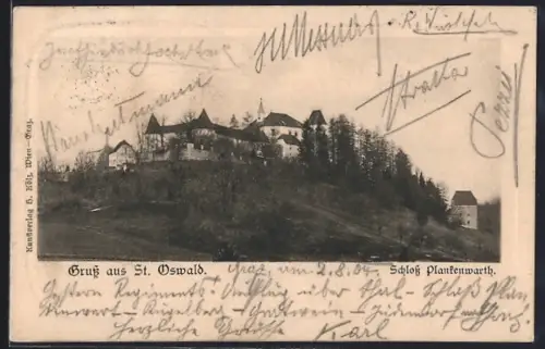 AK St. Oswald, Schloss Plankenwarth, Panorama
