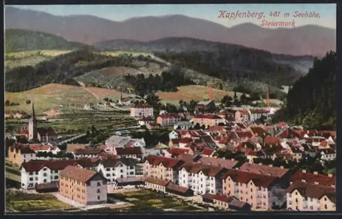 AK Kapfenberg, Teilansicht mit bewaldeten Hügeln