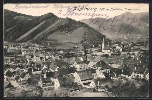 AK Kapfenberg, Blick aus der Vogelschau auf den Ort