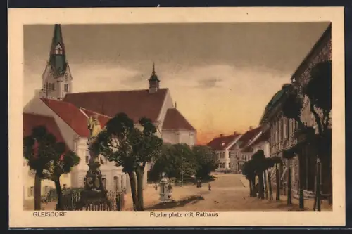 AK Gleisdorf, Florianplatz mit Rathaus