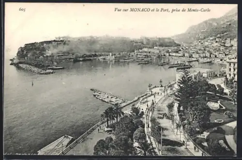 AK Monaco, Vue sur le Port, prise de Monte-Carlo