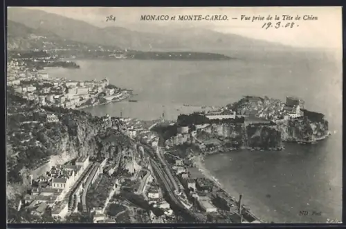 AK Monte-Carlo /Monaco, Vue prise de la Tête de Chien