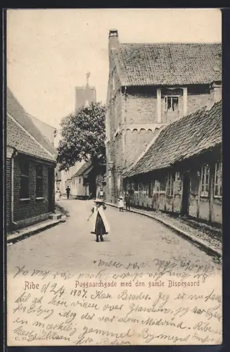 AK Ribe, Puggaardsgade med den gamle Bispegaard