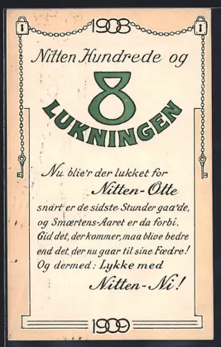 Künstler-AK Nitten Hundrede og 8 Lukningen