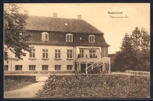 AK Rosenlund, Menschengruppe auf einer Terrasse