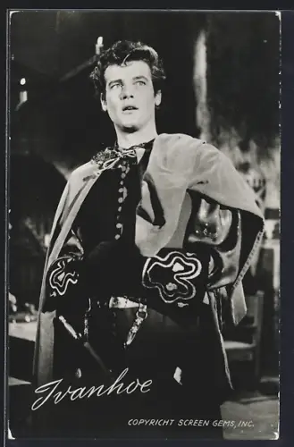 AK Filmszene aus Ivanhoe, Schauspieler Roger Moore