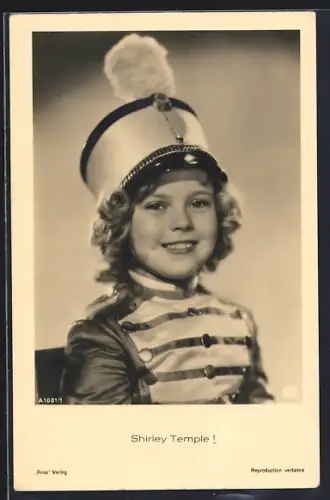 AK Schauspielerin Shirley Temple im Kostüm einer Marschkapelle