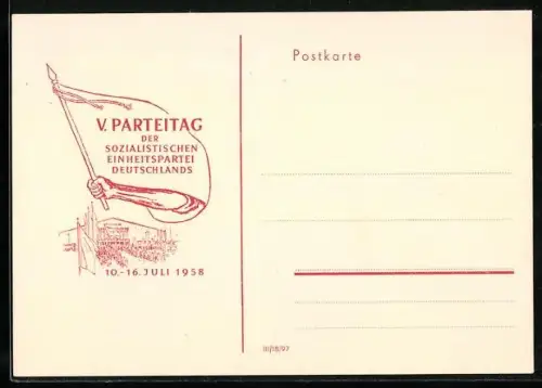 Künstler-AK V. Parteitag der Sozialistischen Einheitspartei Deutschlands 1958