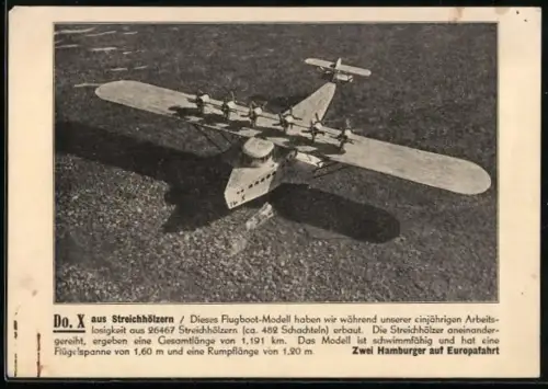 AK Dornier Do X aus Streichhölzern gefertigt