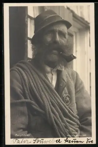 AK Porträt eines Bergführers mit Pfeife
