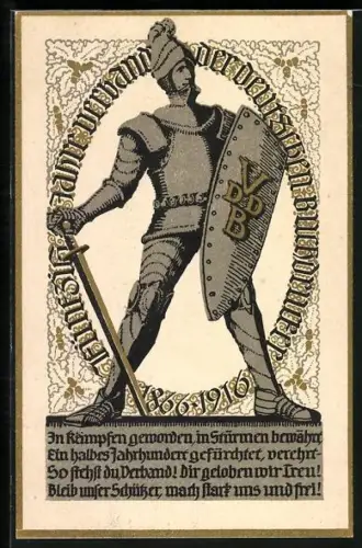 AK 50 Jahre Verband der Deutschen Buchdrucker 1866 - 1916