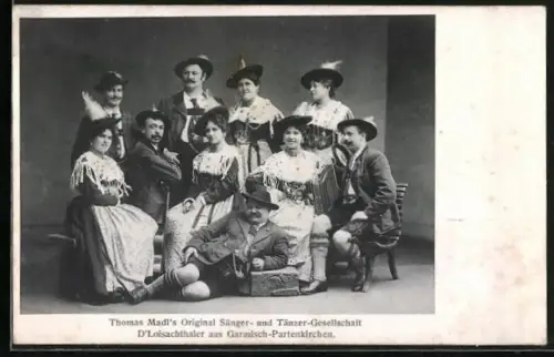 AK Garmisch-Partenkirchen, Thomas Madl`s Original Sänger- und Tänzer-Gesellschaft D`Loisachthaler mit Instrumenten