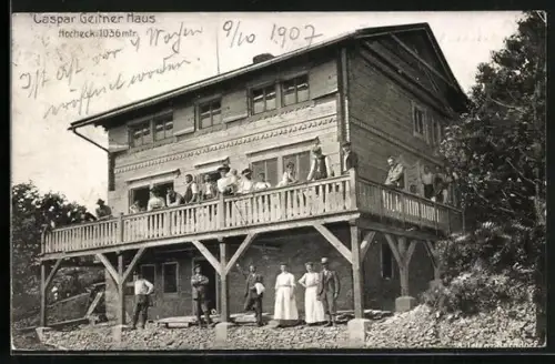 AK Caspar Geitner-Haus, Besucher und Gäste am Haus auf dem Hocheck