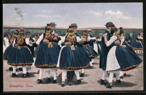 AK Leute in Tracht beim Schwälmer Tanz