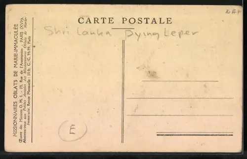 AK Missions de Ceylan, le Dernier sourire d`un lepreux converti par le Missionaire, Missionar