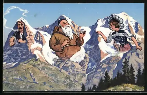 AK Berggesichter, Eiger mit Mönch und Jungfrau