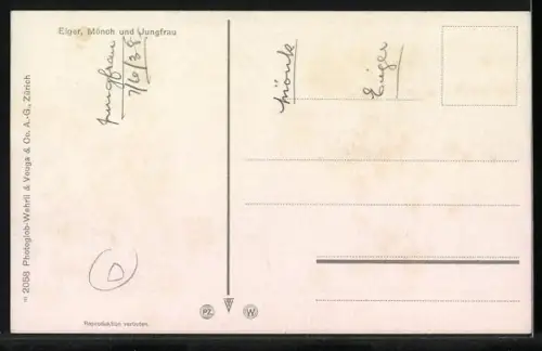 AK Berggesichter, Eiger mit Mönch und Jungfrau