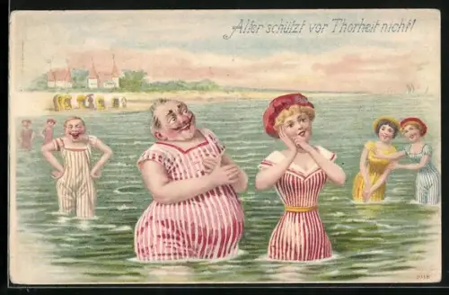 Lithographie Alter schützt vor Thorheit nicht!, Bademode