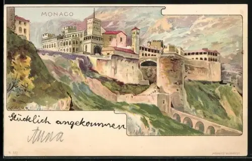 Künstler-AK Monaco, Le Palais du Prince