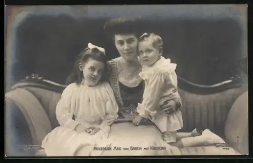 AK Prinzessin Max von Baden mit Kindern