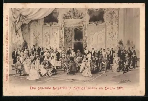 AK Prinzregent Luitpold inmitten der Bayerischen Königsfamilie im Jahre 1901