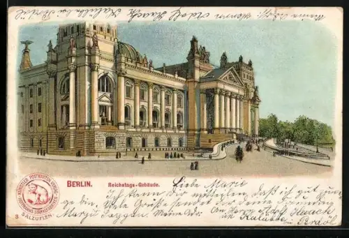 Lithographie Berlin-Tiergarten, Reichstags-Gebäude