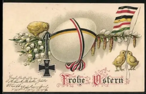 AK Gesegnete Ostern, Eisernes Kreuz und Küken